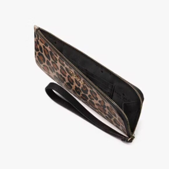 NWT! Kate Spade Lucy Medium L-Zip Wristlet -Leopard - Picture 5 of 5
